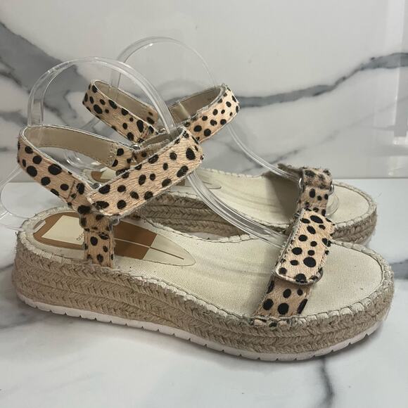 Dolce Vita | Leopard Print Calf Hair Hook & Loop Platform Chucky Sandals Sz 9.5 - Picture 1 of 8